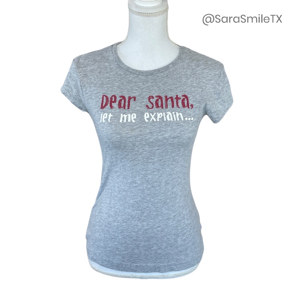 NEXT ERA - Dear Santa, Let Me Explain - Gray Graphic Christmas Fitted T-Shirt